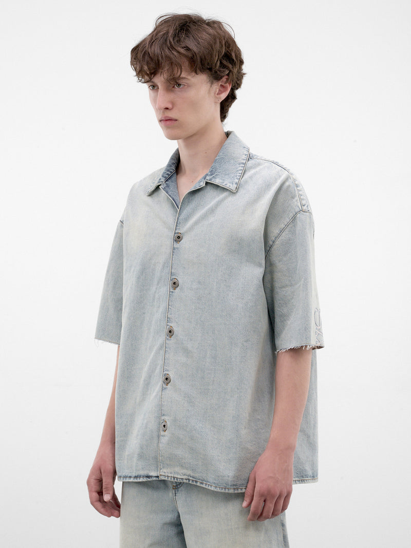 Blue Denim Short Sleeve Shirt (H526Y1DW30-WASHED-BLUE)