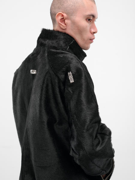 Black Short-Hair Bomber Jacket (HAIRY-BOMBER-BLACK)
