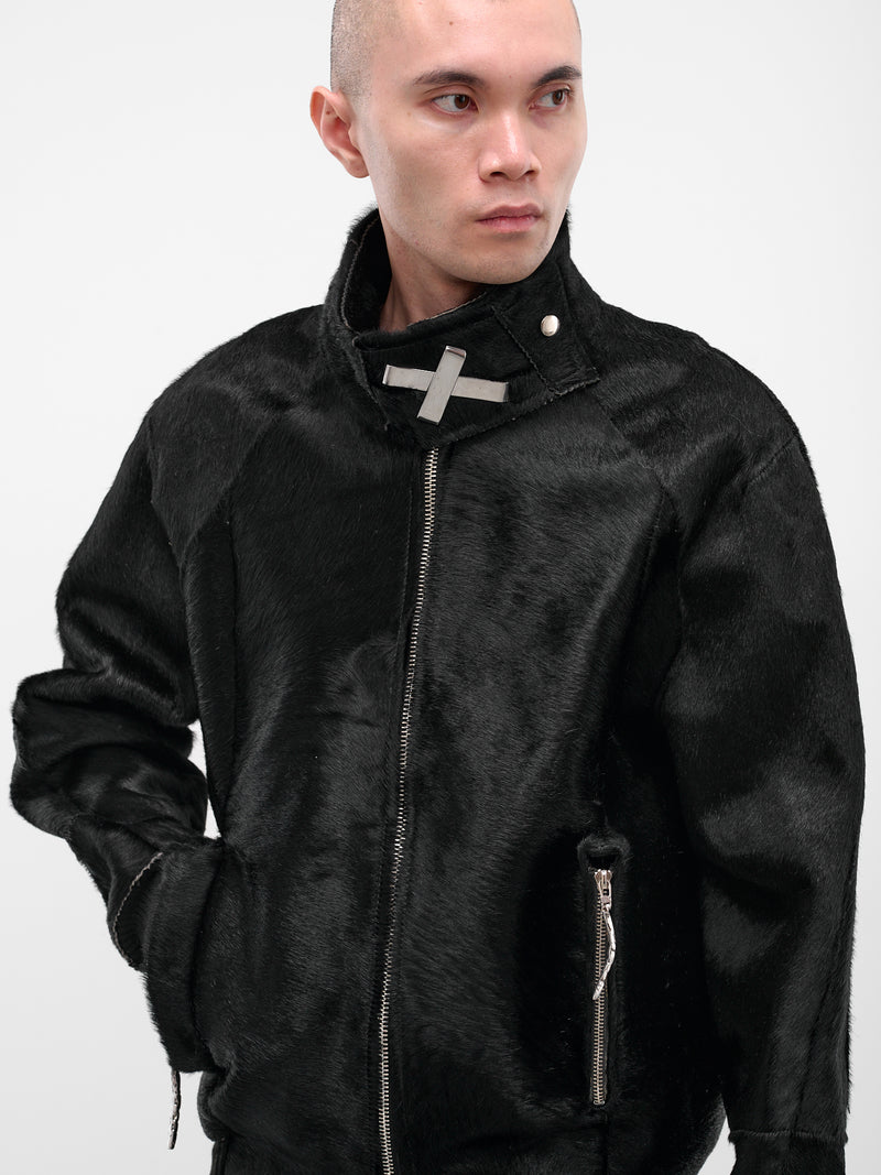 Black Short-Hair Bomber Jacket (HAIRY-BOMBER-BLACK)