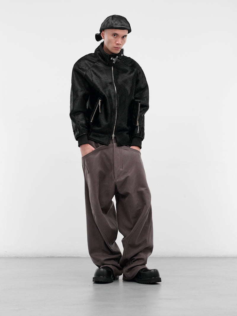 Black Short-Hair Bomber Jacket (HAIRY-BOMBER-BLACK)