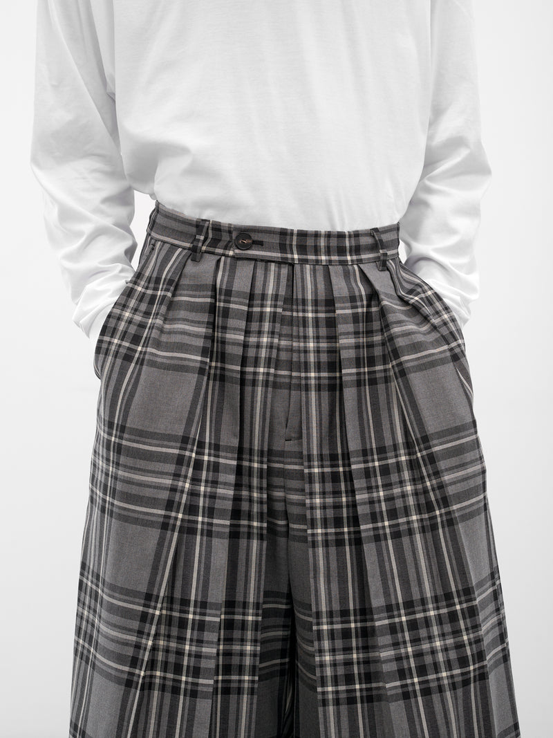 Wool Tartan Hakama Cropped Pants (HAKAMA-PANTS-WOOL-TARTAN)