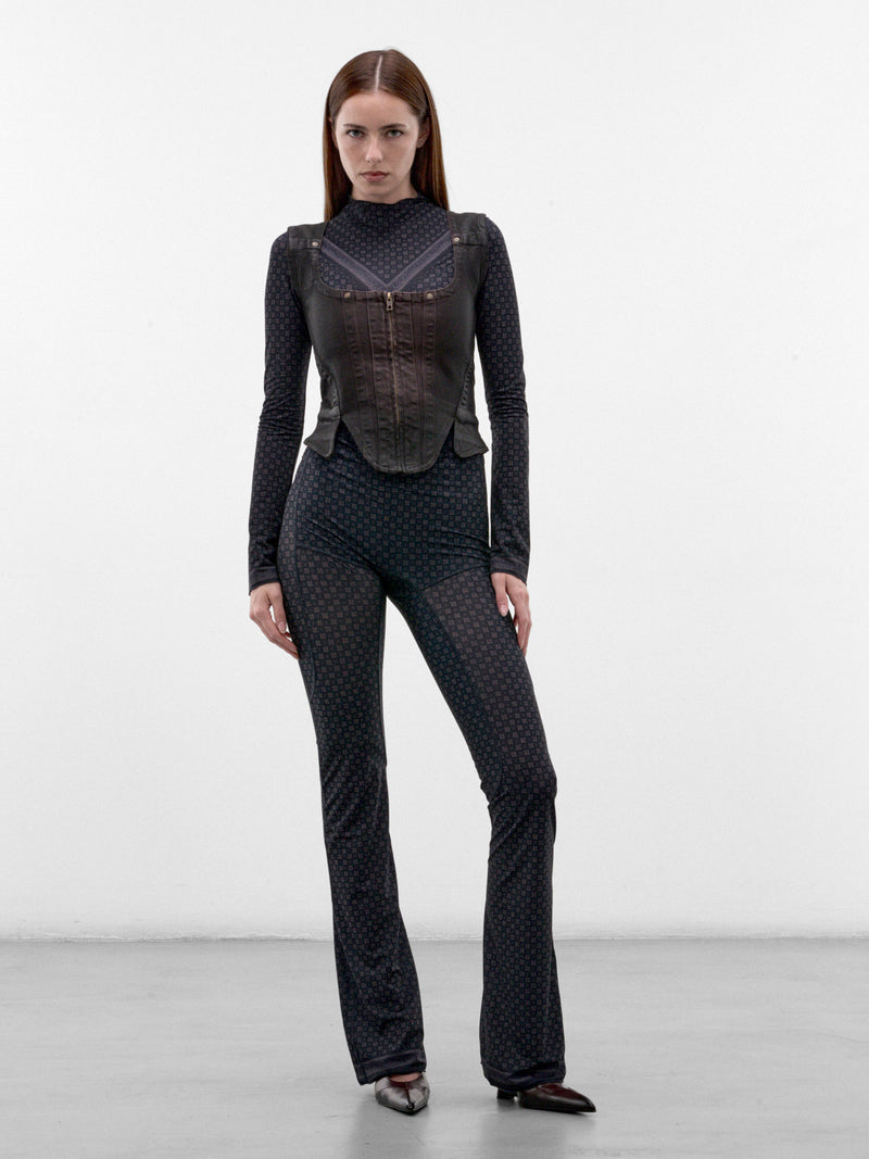 Navy Semi-Sheer Jersey Top (HALTO0SC-SCARF)