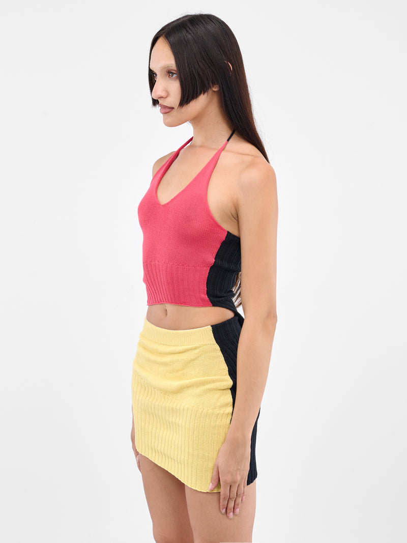 Asymmetric Rib Halter Top (HALTER-TOP-BLUSH-INDIGO)