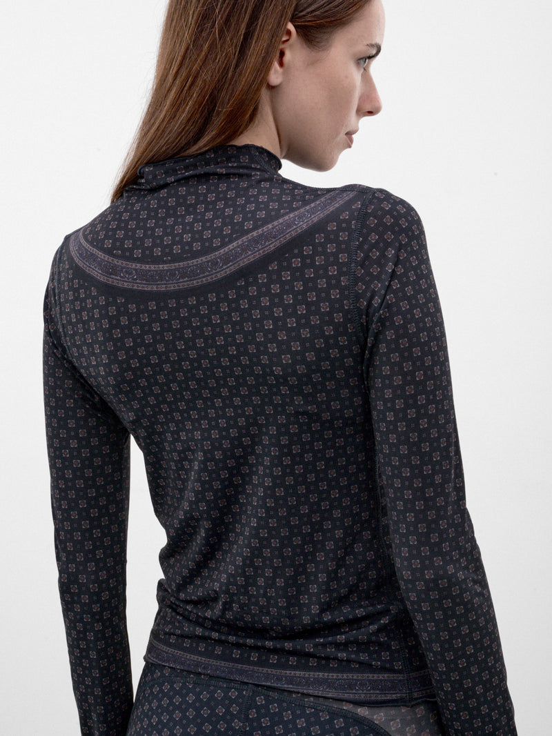 Navy Semi-Sheer Jersey Top (HALTO0SC-SCARF)