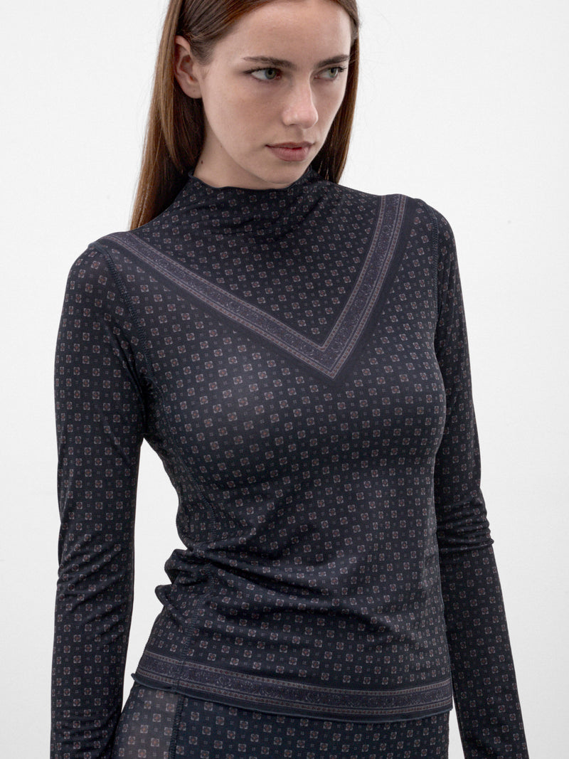 Navy Semi-Sheer Jersey Top (HALTO0SC-SCARF)