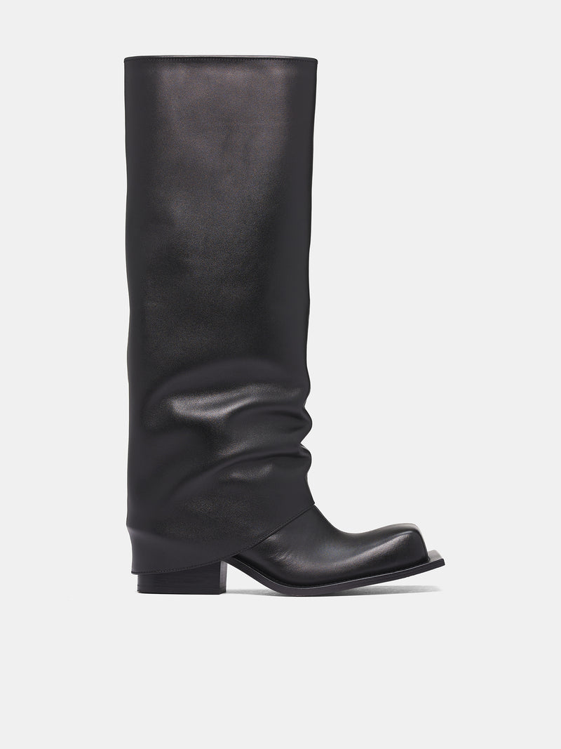 Havva Chunky Heel Leather Boots (HAVB-BK-BLACK)
