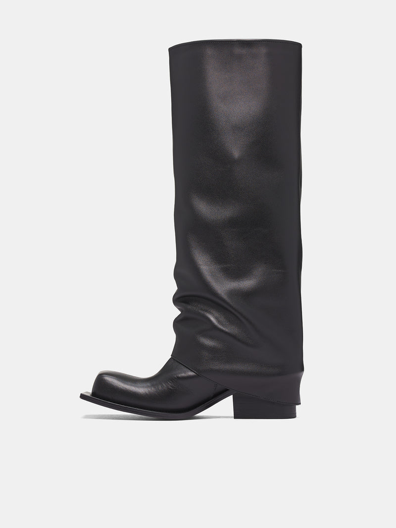 Havva Chunky Heel Leather Boots (HAVB-BK-BLACK)