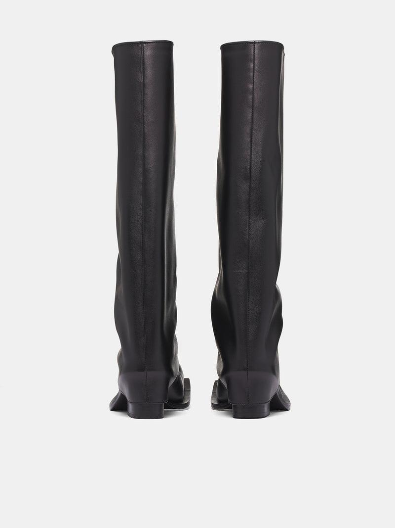 Havva Chunky Heel Leather Boots (HAVB-BK-BLACK)