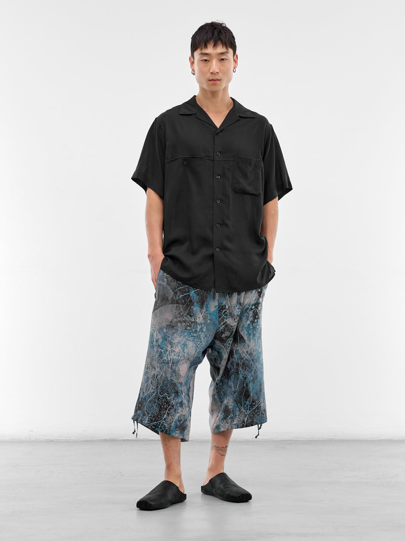 Abstract Print Cropped Wide Trousers (HK-P77-452-1-BLACK)