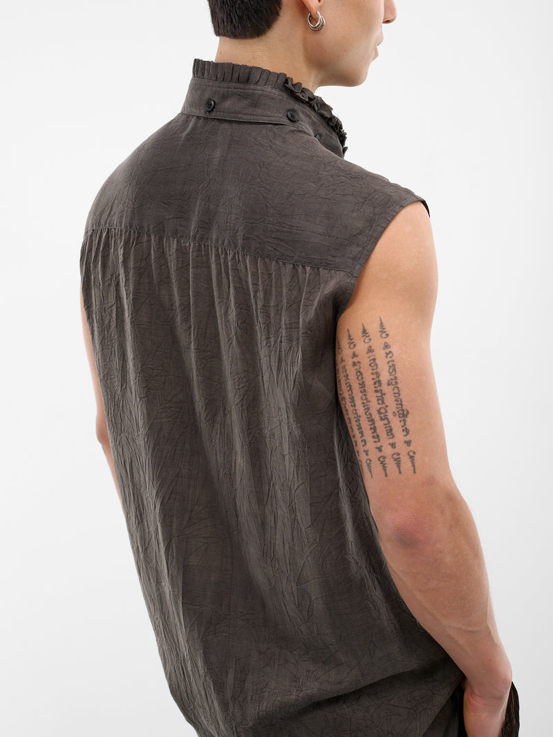 Black Ruffled Collar Vest (HK-B36-222-1-BLACK)