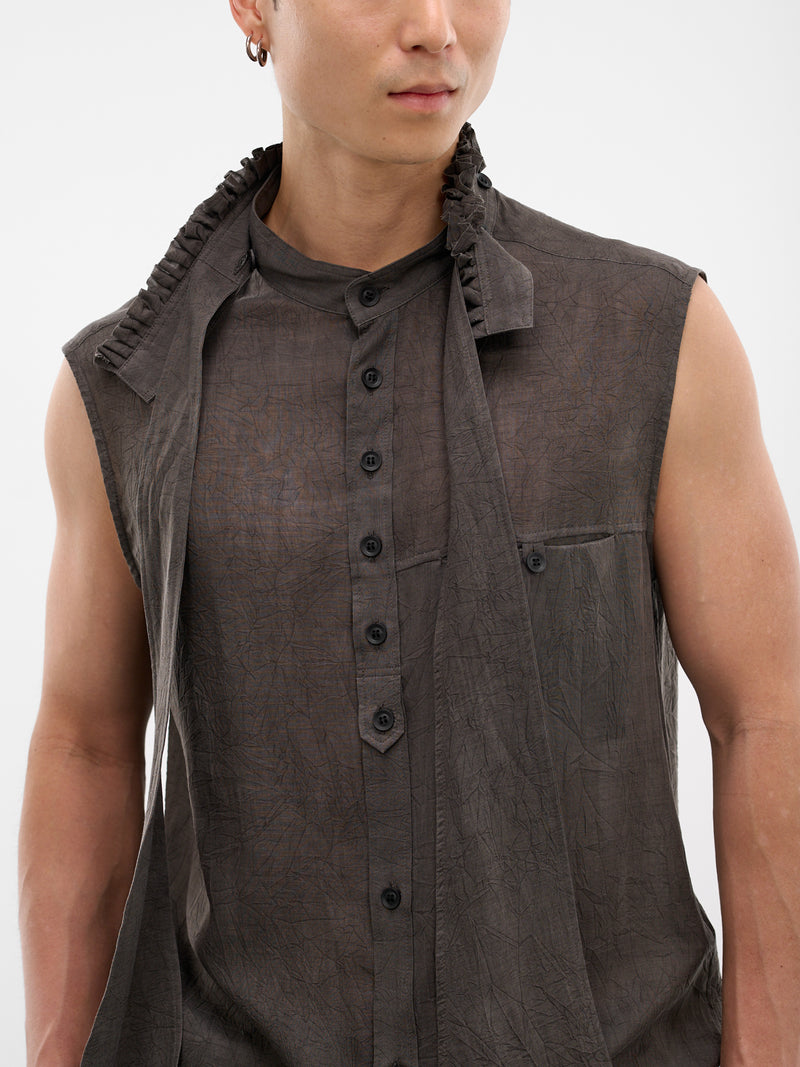 Black Ruffled Collar Vest (HK-B36-222-1-BLACK)