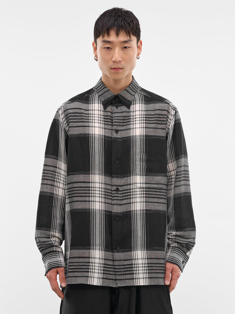 Black Plaid Flannel Shirt (HK-B66-053-1-BLACK)