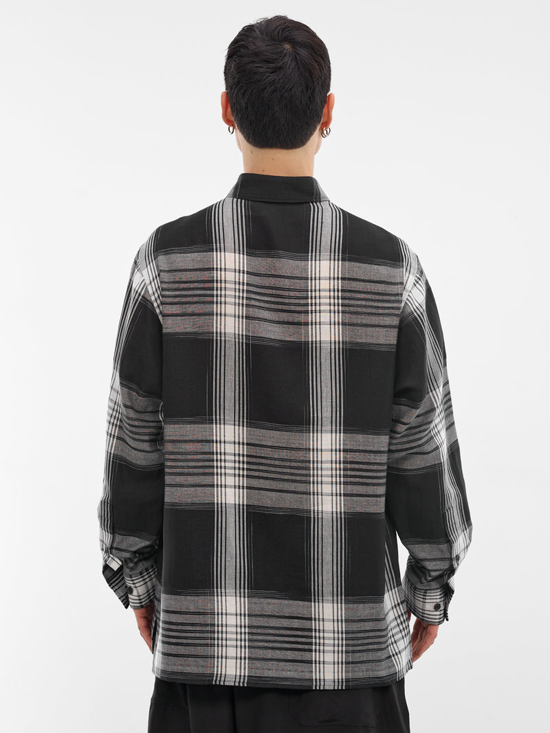 Black Plaid Flannel Shirt (HK-B66-053-1-BLACK)