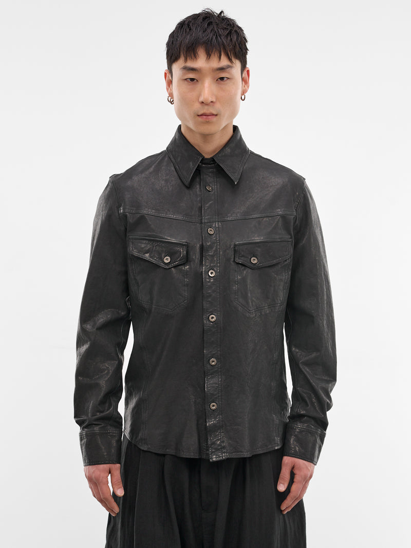Black Leather Trucker Jacket (HK-B99-704-1-BLACK)