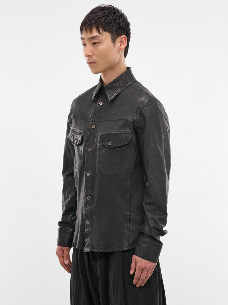 Black Leather Trucker Jacket (HK-B99-704-1-BLACK)