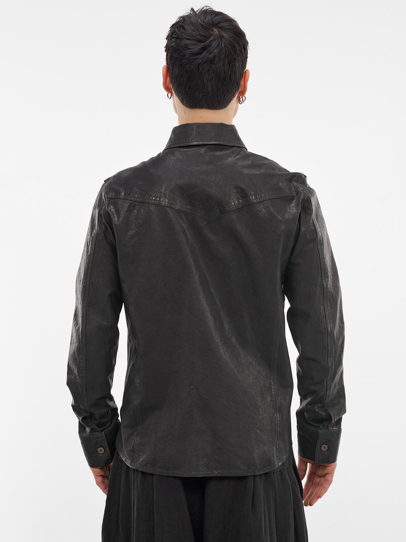 Black Leather Trucker Jacket (HK-B99-704-1-BLACK)