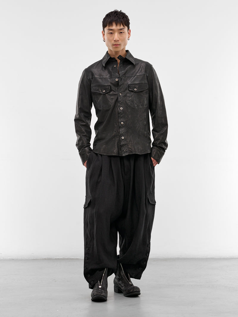 Black Leather Trucker Jacket (HK-B99-704-1-BLACK)