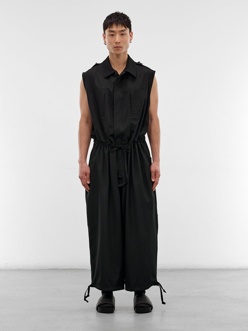 Black Wool Gabardine Jumpsuit (HK-D03-100-2-BLACK)