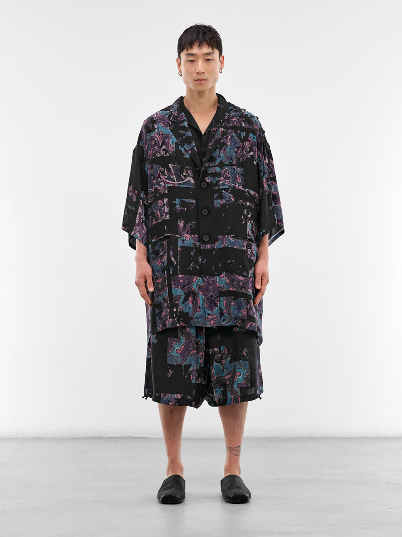 Black Abstract Print Oversized Shirt (HK-J58-427-1-BLACK)