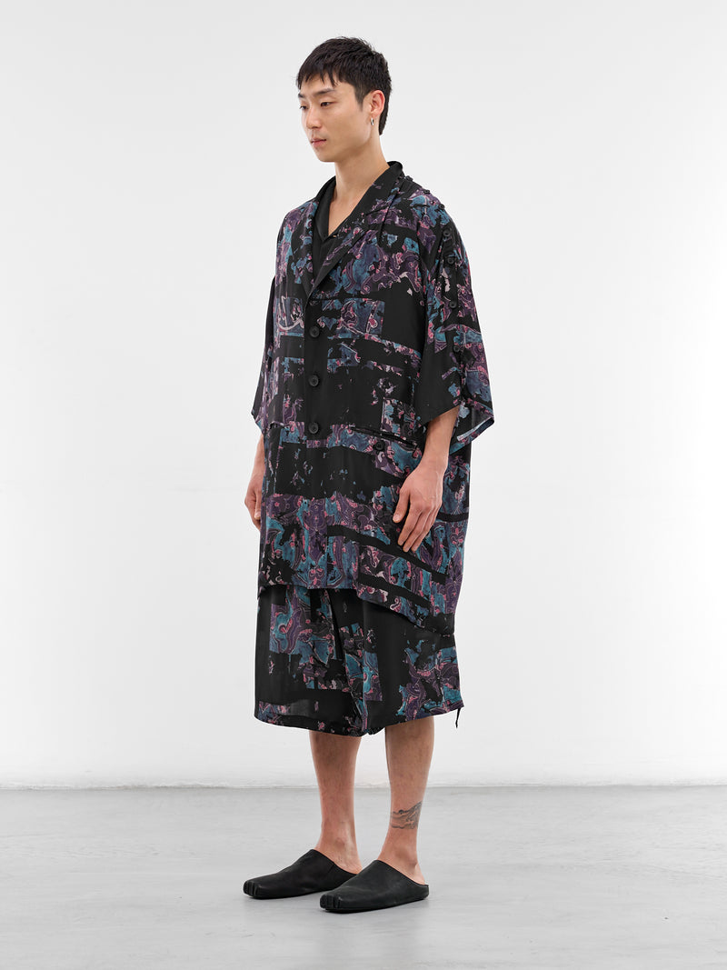 Black Abstract Print Oversized Shirt (HK-J58-427-1-BLACK)