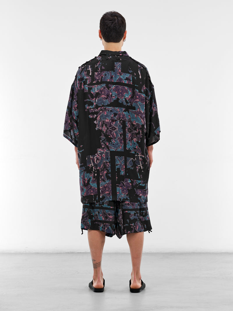 Black Abstract Print Oversized Shirt (HK-J58-427-1-BLACK)