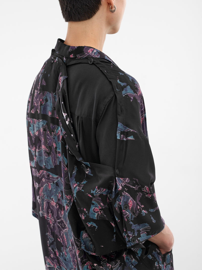 Black Abstract Print Oversized Shirt (HK-J58-427-1-BLACK)