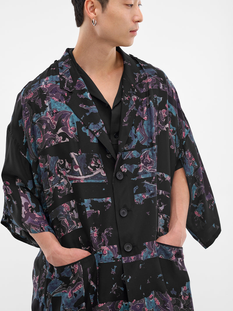 Black Abstract Print Oversized Shirt (HK-J58-427-1-BLACK)