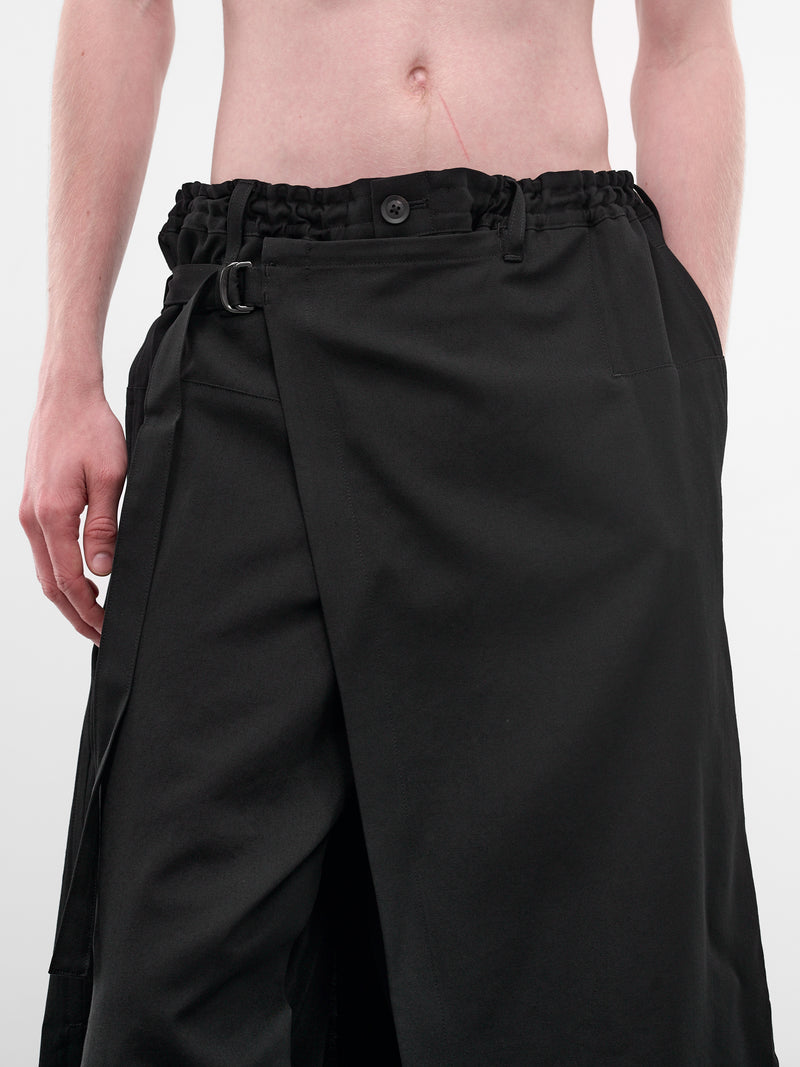 Black Wool Gabardine Wrap Pants (HK-P08-100-2-BLACK)