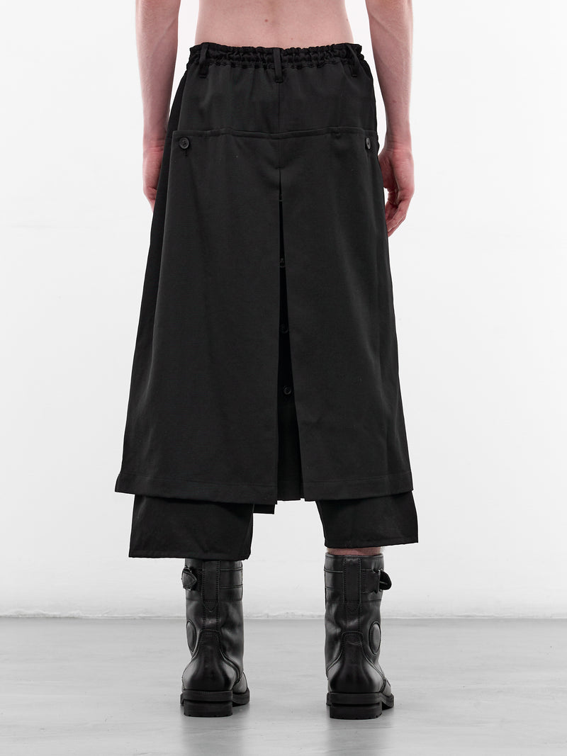 Black Wool Gabardine Wrap Pants (HK-P08-100-2-BLACK)