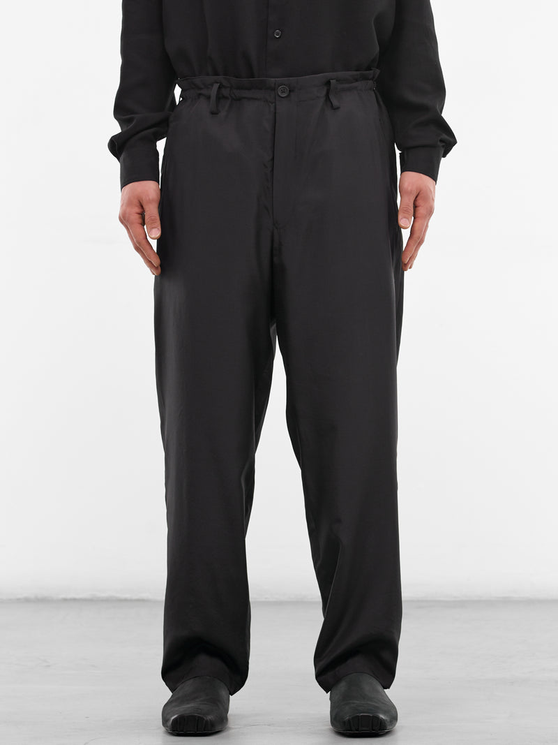 Black Silk Tapered Trousers (HK-P26-444-1-BLACK)