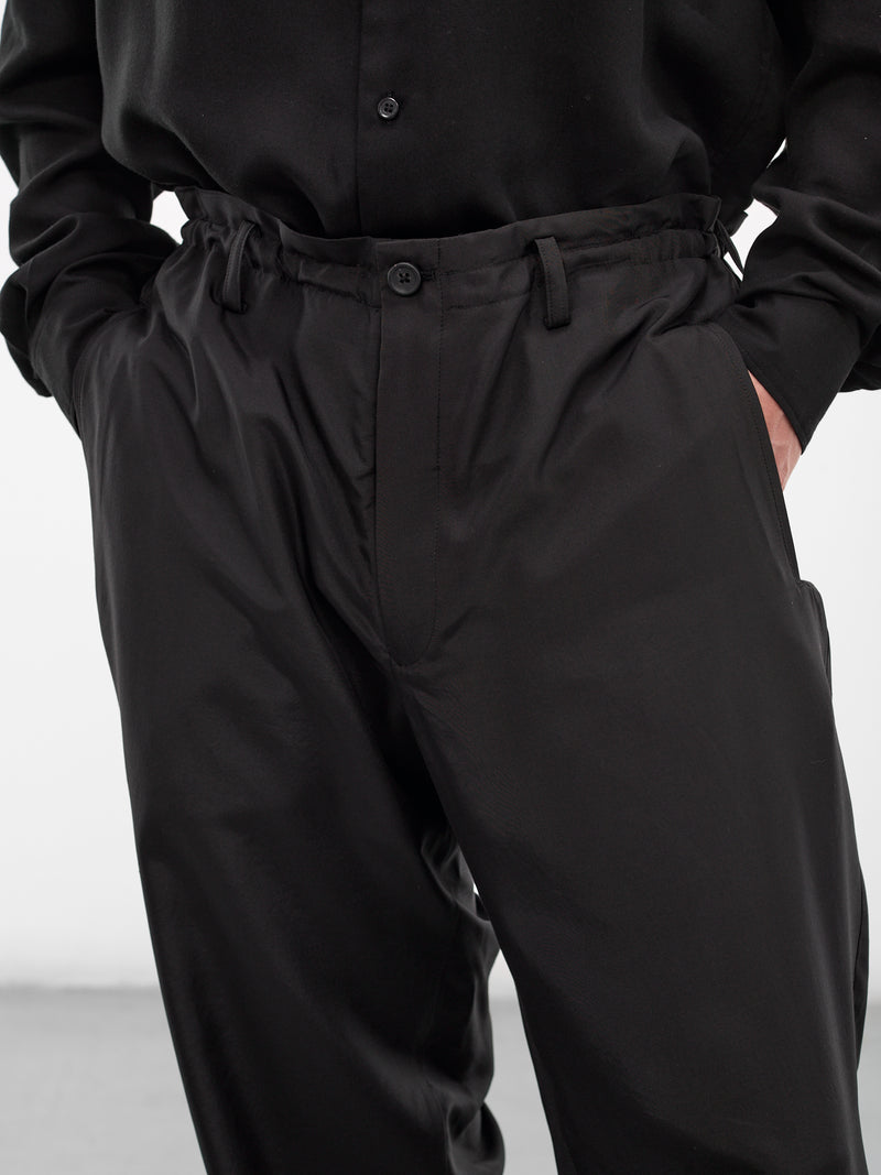 Black Silk Tapered Trousers (HK-P26-444-1-BLACK)