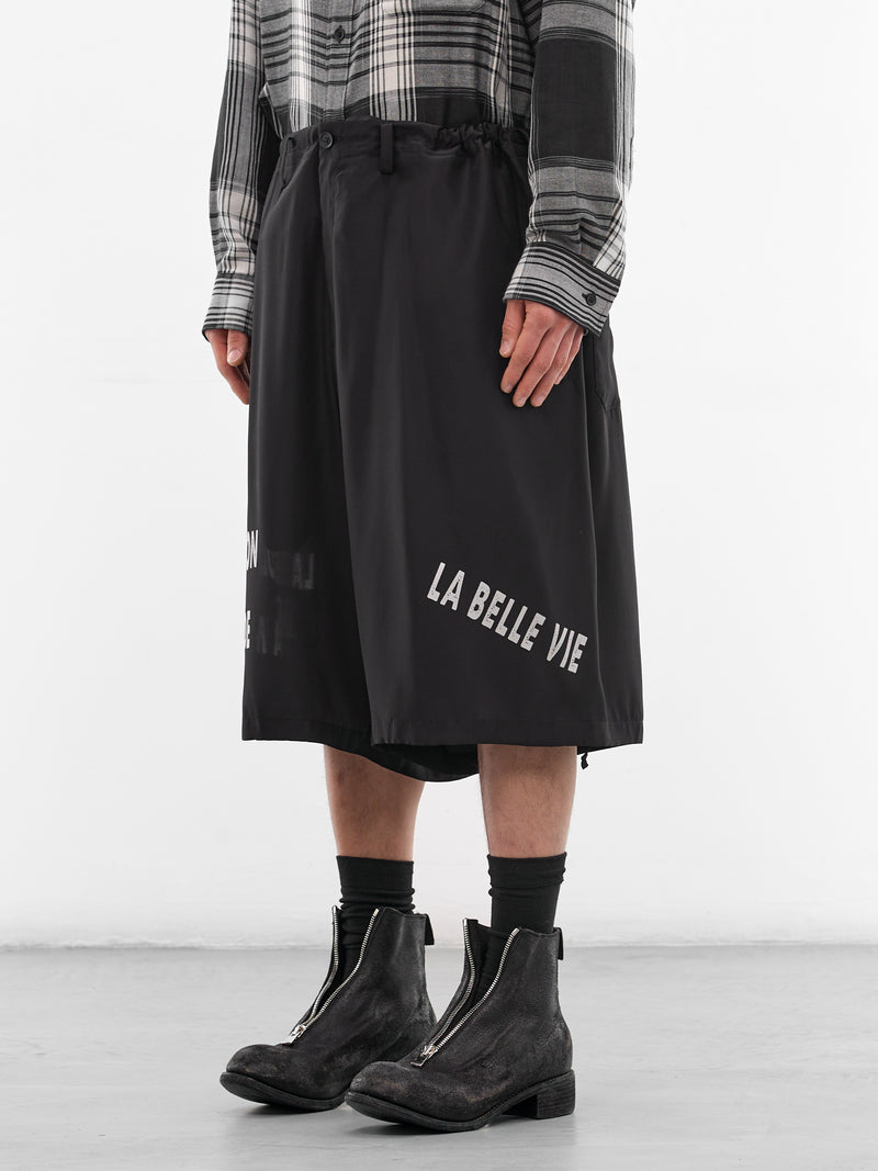 Black Graphic Print Baggy Shorts (HK-P60-805-1-BLACK)