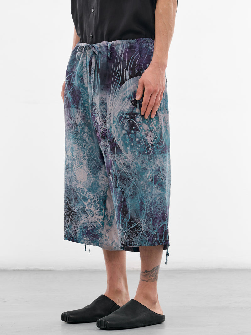 Abstract Print Cropped Wide Trousers (HK-P77-452-1-BLACK)