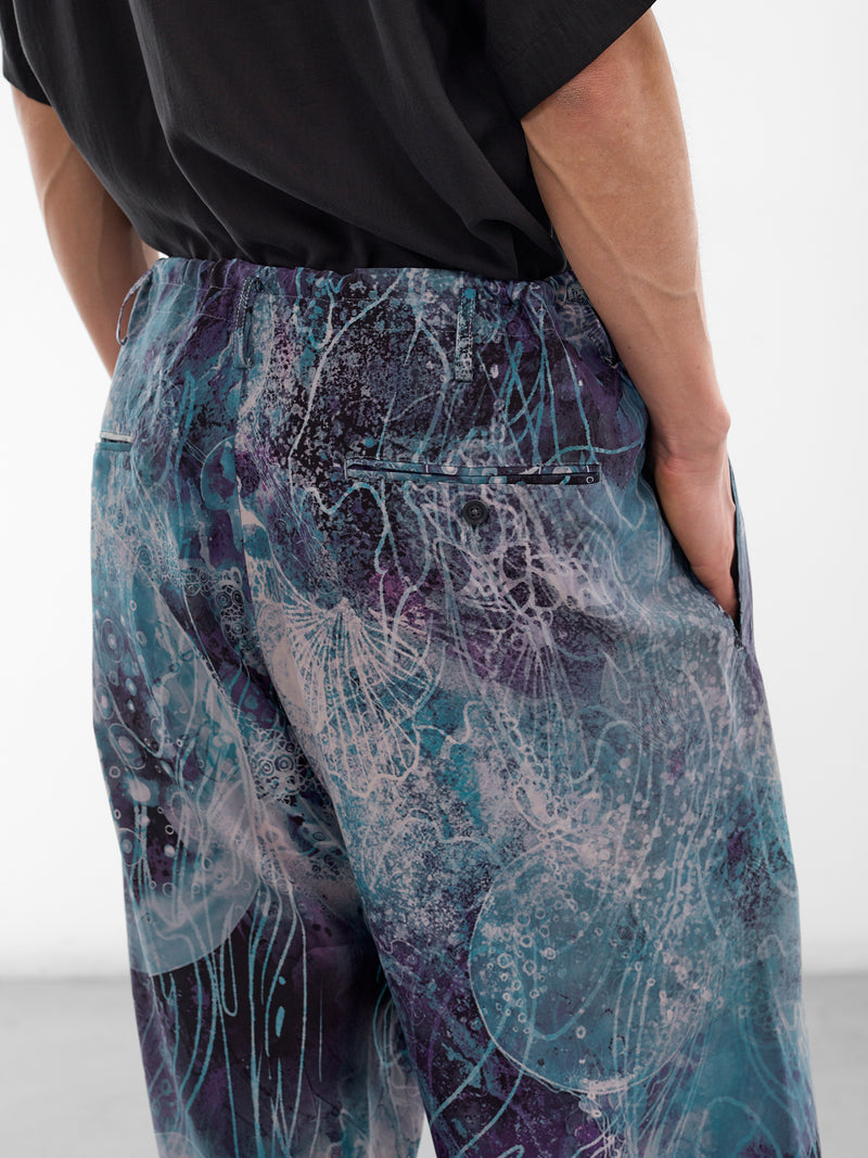 Abstract Print Cropped Wide Trousers (HK-P77-452-1-BLACK)