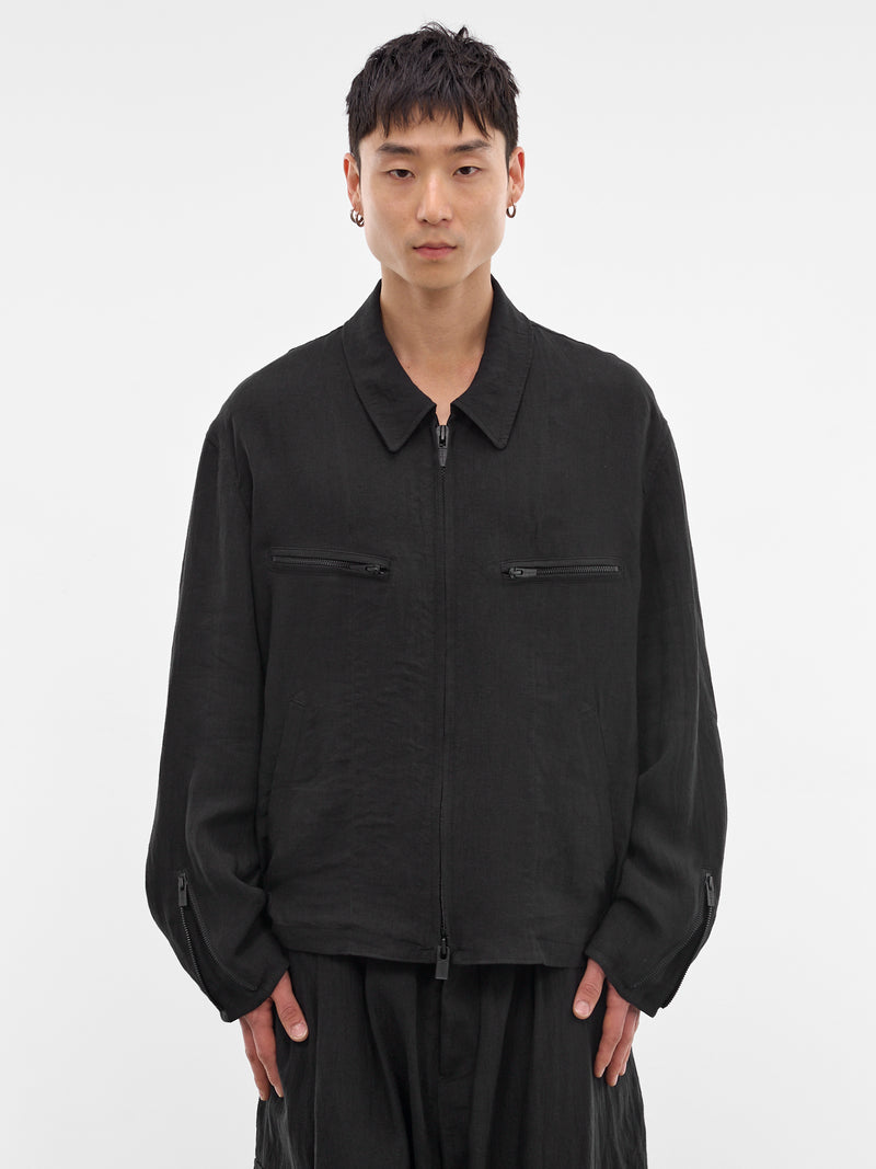 Black Relaxed Zip Jacket (HK-Y01-300-2-BLACK)