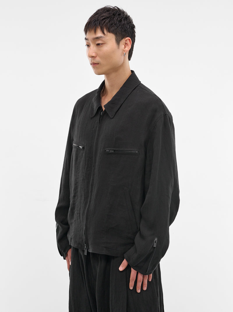Black Relaxed Zip Jacket (HK-Y01-300-2-BLACK)