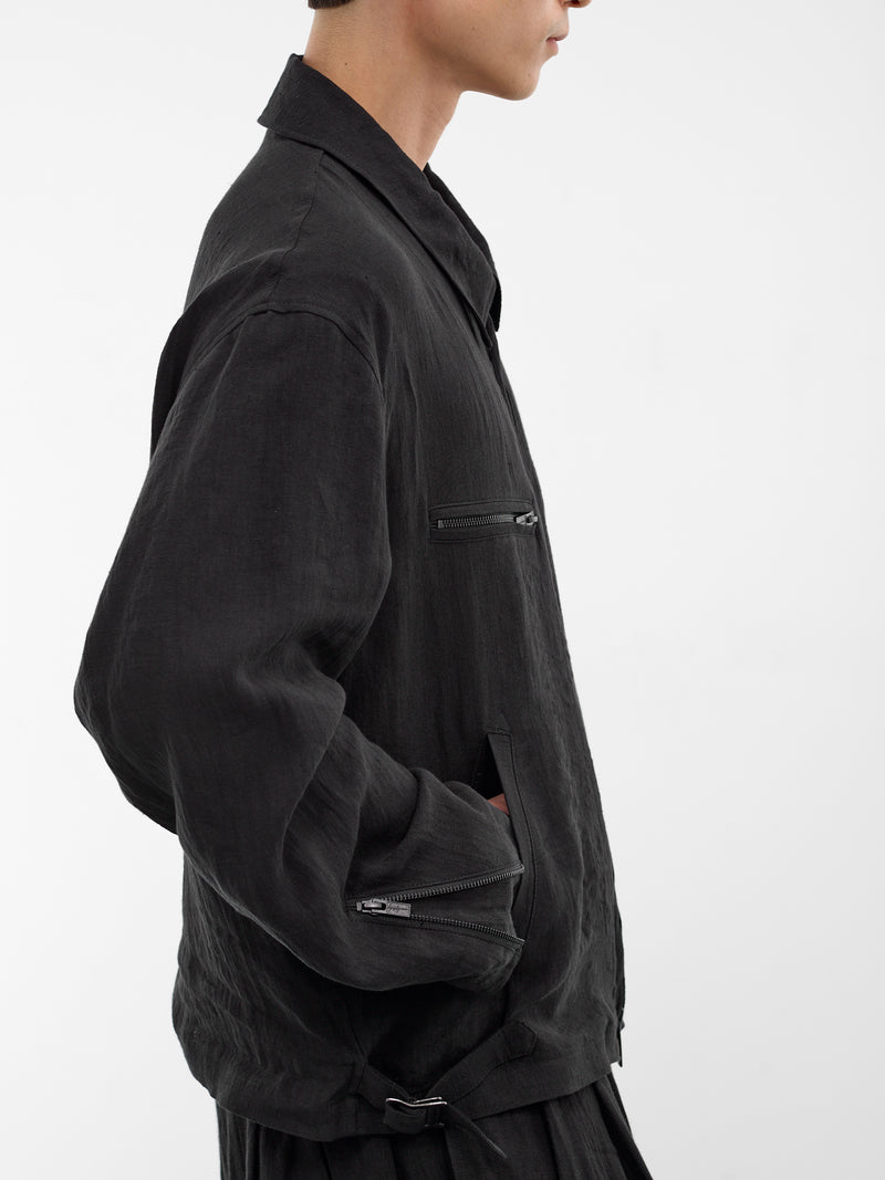 Black Relaxed Zip Jacket (HK-Y01-300-2-BLACK)