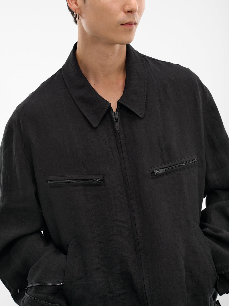 Black Relaxed Zip Jacket (HK-Y01-300-2-BLACK)