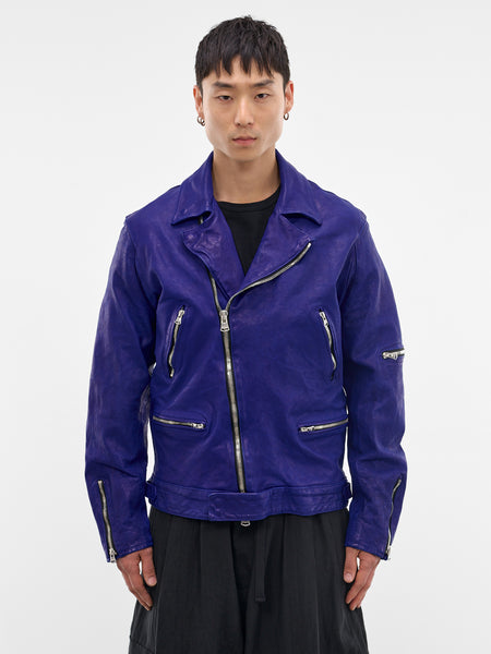  Motorrad ネイビージャケット Blue Leather Double-Rider Jacket (HK-Y99-705-1-BLUE)