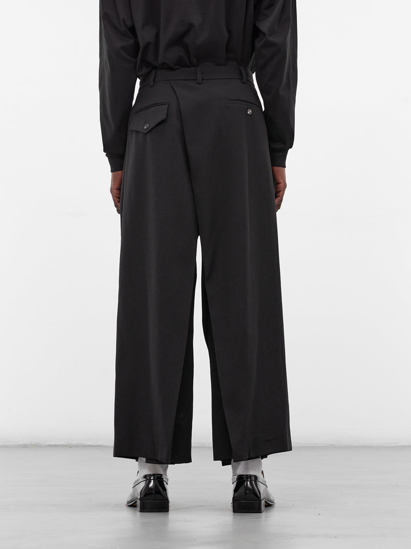 Black Wool Hakama Trousers (HAKAMA-LONG-MATTE-SHINY-BLACK)