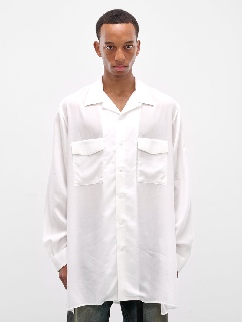 White Oversized Pocket Button-Up Shirt (HL-B91-250-1-WHITE)