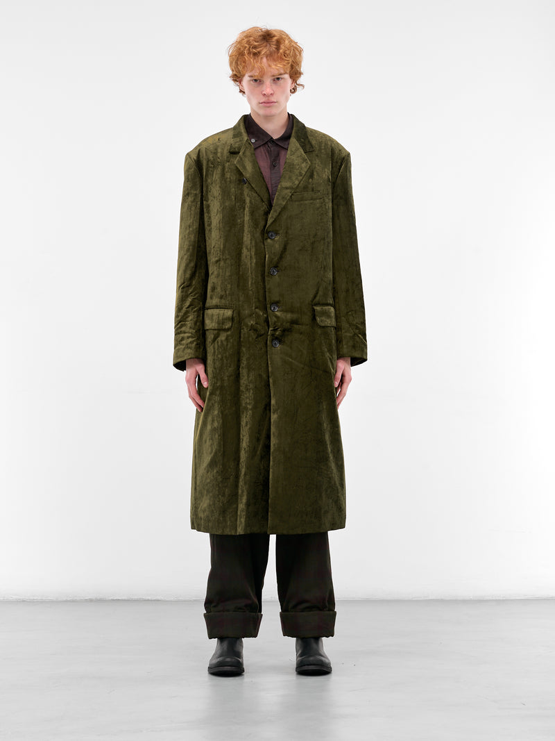 Khaki Crushed Velvet Tailored Coat (HL-J11-022-1-KHAKI)