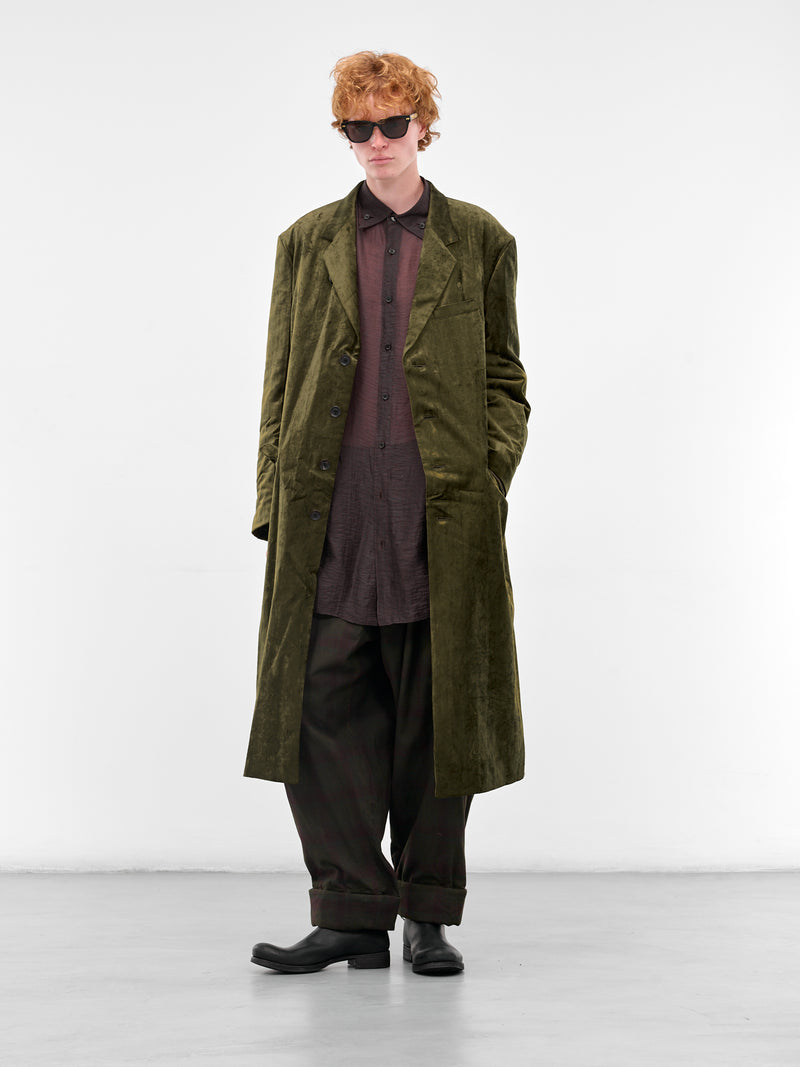 Khaki Crushed Velvet Tailored Coat (HL-J11-022-1-KHAKI)