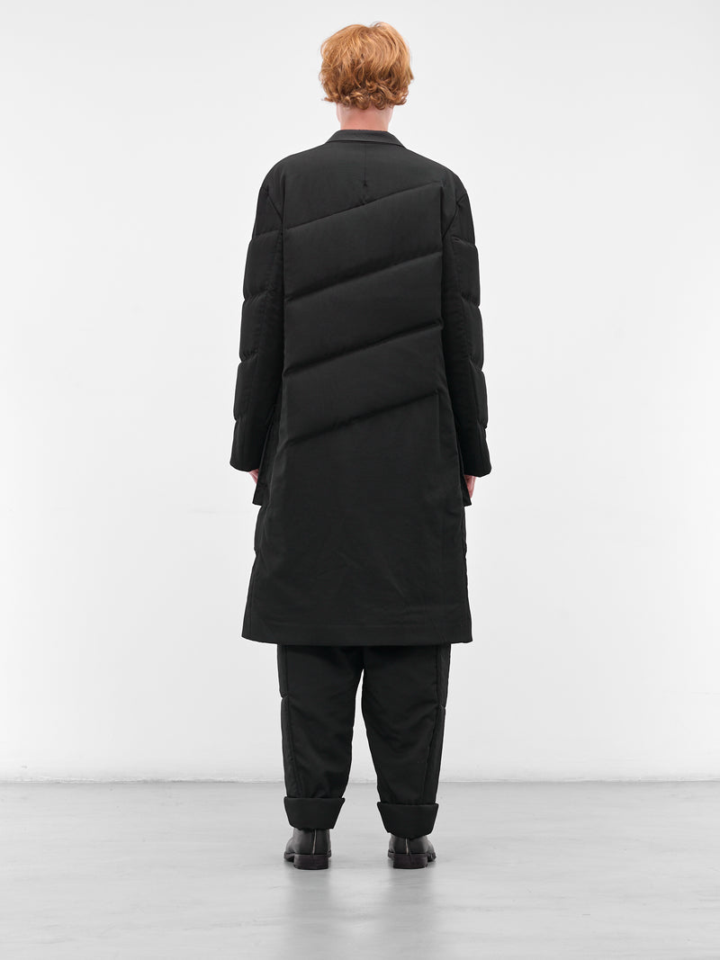 Black Diagonal Quilted Padded Coat (HL-J43-835-BLACK)