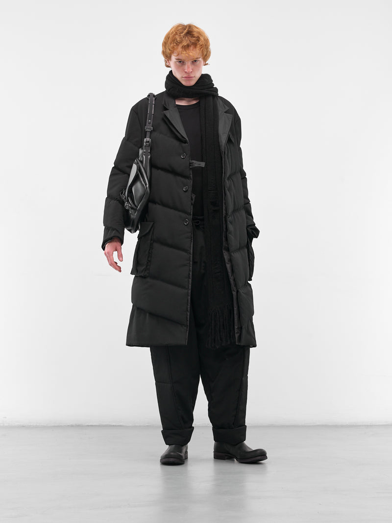 Black Diagonal Quilted Padded Coat (HL-J43-835-BLACK)