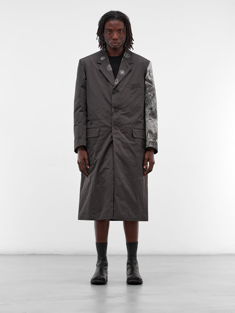 Black Reversible Graphic Padded Coat (HL-J44-831-BLACK)