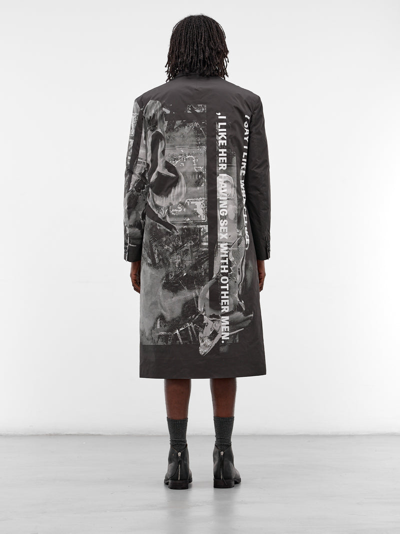 Black Reversible Graphic Padded Coat (HL-J44-831-BLACK)