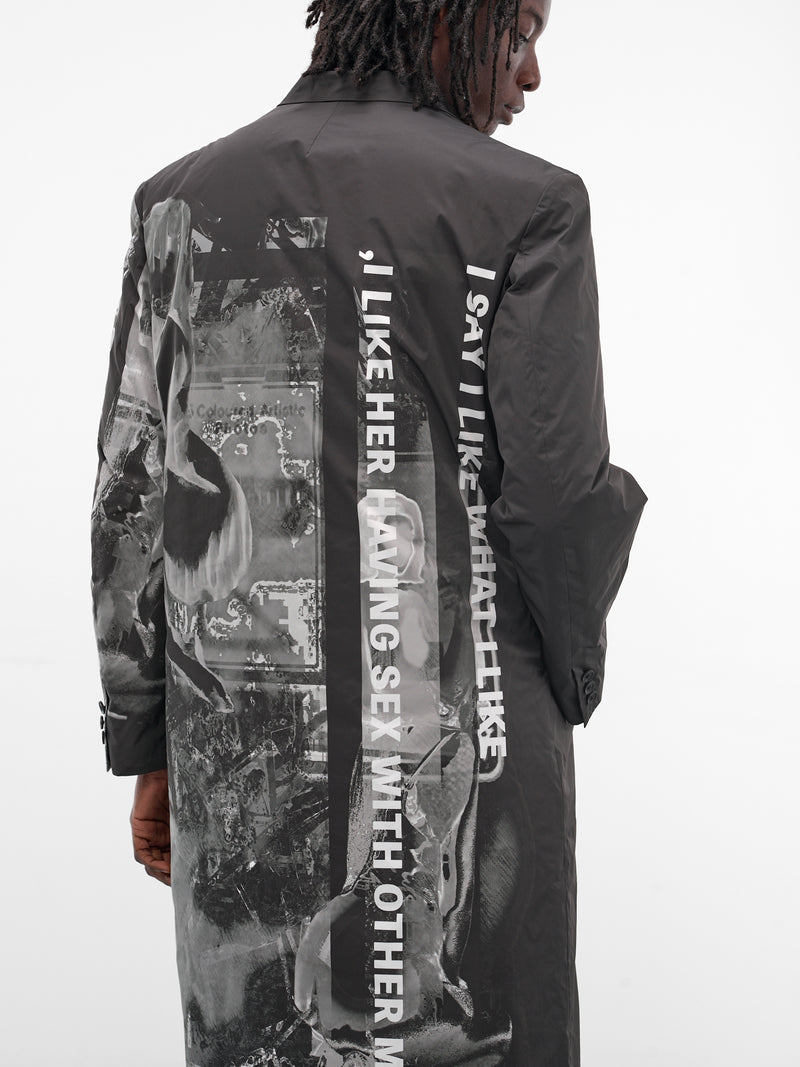 Black Reversible Graphic Padded Coat (HL-J44-831-BLACK)