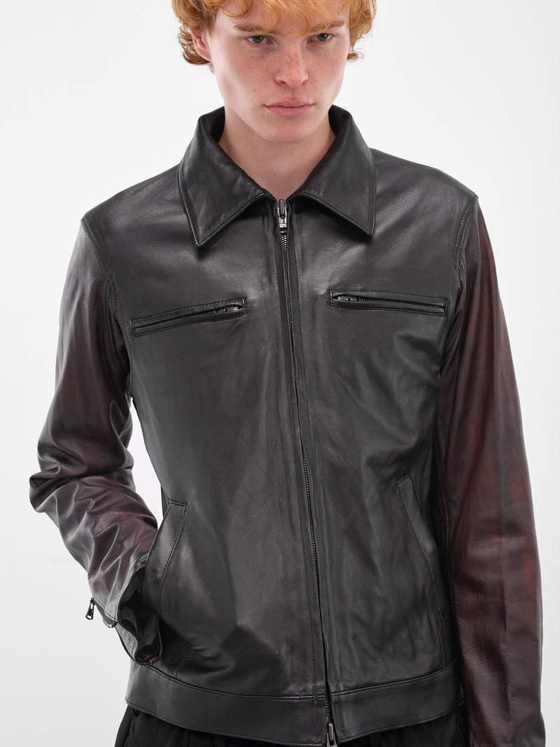 Black Leather Zip Jacket (HL-Y97-701-BLACK)