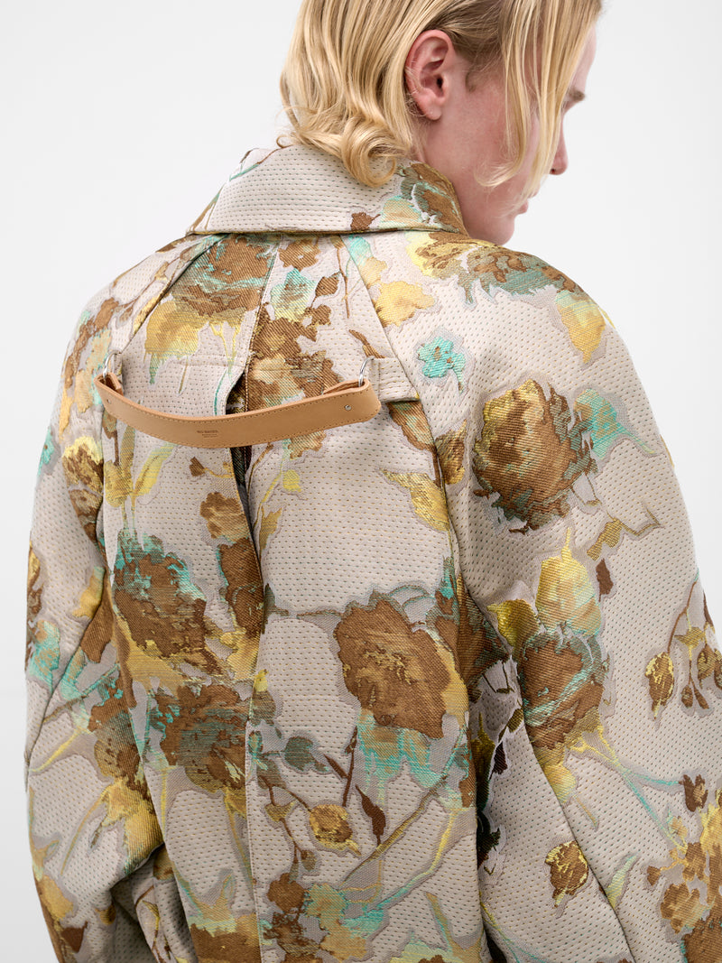 Oversized Floral Mesh Trench Coat (HMMC10054P-HC288-DARK-BROWN)